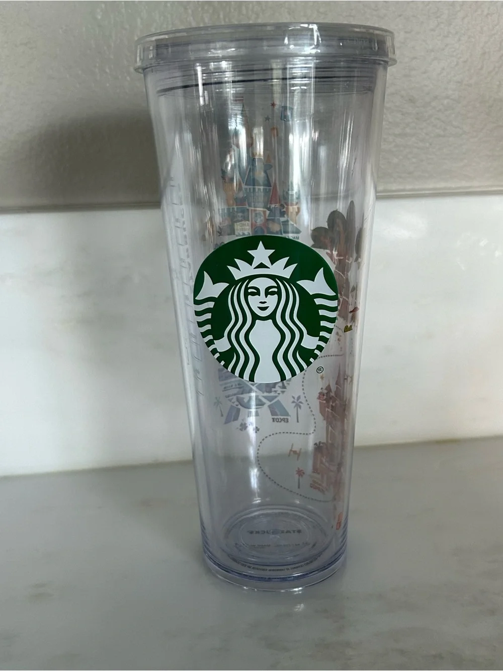 2020 Starbucks Disney World Parks Icons Map Cold Cup Venti Plastic Tumbler 24oz